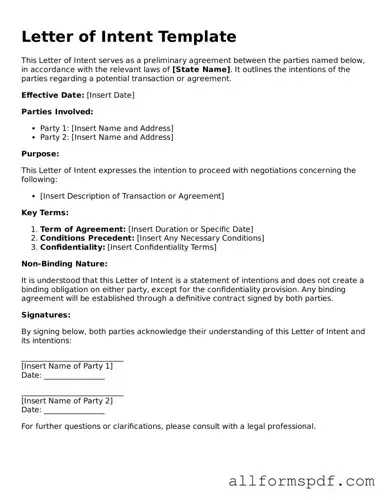 Printable Letter of Intent Form
