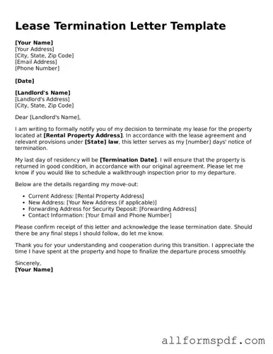 Printable Lease Termination Letter Form