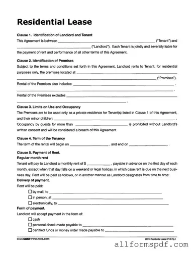 Fill Out Your Lf310 Residential Lease Form
