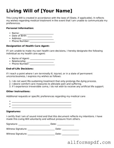 Printable Living Will Form