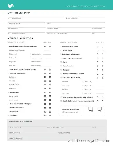 Fill Out Your Lyft Inspection Form