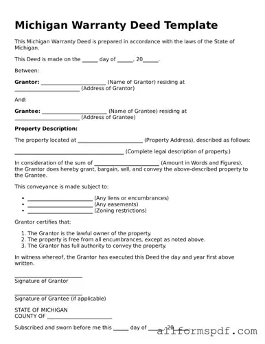 Fillable  Deed Form for Michigan