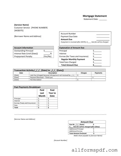 Fill Out Your Mortgage Statement Form