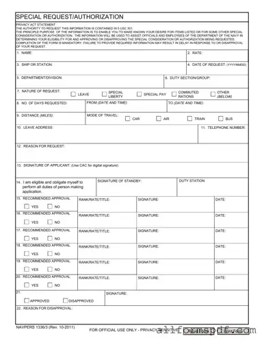 Fill Out Your Navpers 1336 3 Form