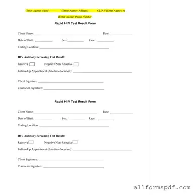 Fill Out Your Negative Hiv Test Form