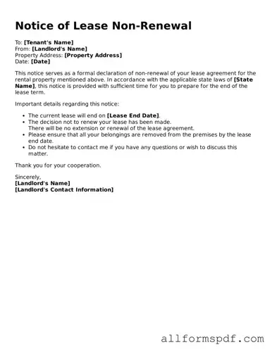 Printable Notice of Lease Non-Renewal Form