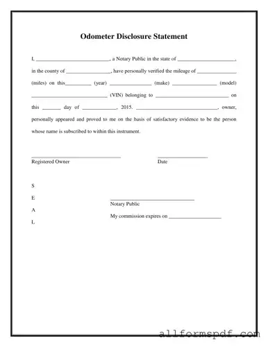Fill Out Your Notarized Odometer Statement Form