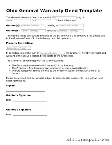 Fillable  Deed Form for Ohio