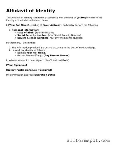 Printable Affidavit of Identity Form