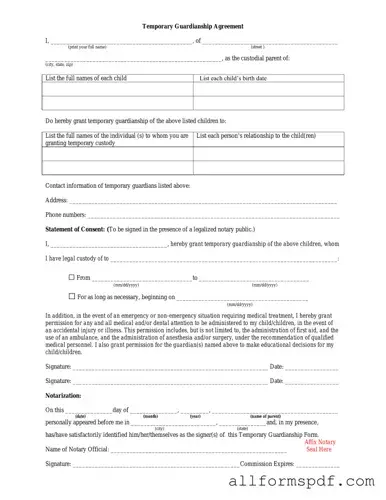 Fill Out Your Temporary Custody Form