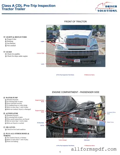 Fill Out Your Pre Trip Inspection Checklist Form
