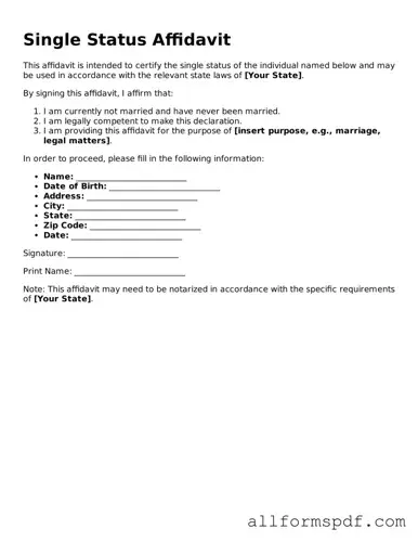 Printable Single Status Affidavit Form