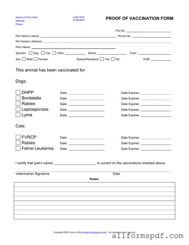 Fill Out Your Proof Of Vaccination Dog Form