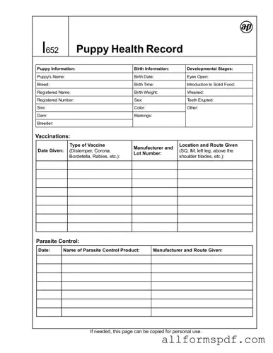 Fill Out Your Puppy Health Record Form