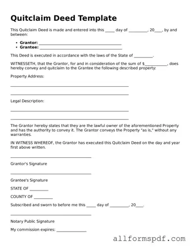 Printable Quitclaim Deed Form