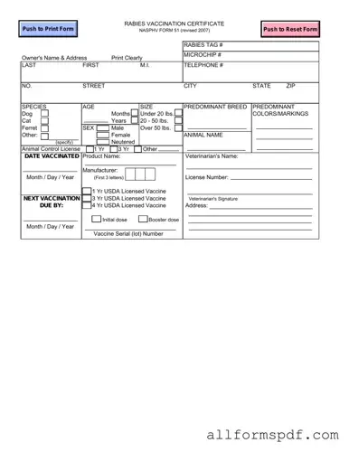 Fill Out Your Rabies Certificate Form