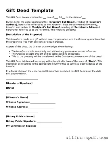 Printable Gift Deed Form