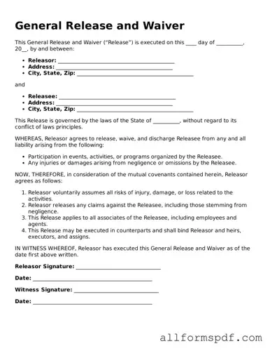 Printable General Release and Waiver Form