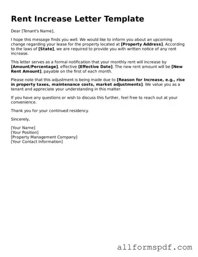 Printable Rent Increase Letter Form
