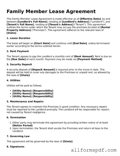 Printable Family Member Lease Agreement Form