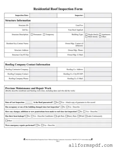 Fill Out Your Roof Inspection Form