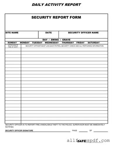 Fill Out Your Security Guard Daily Report Sample Form
