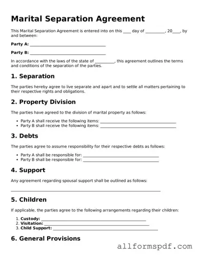 Printable Marital Separation Agreement Form