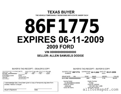 Fill Out Your Texas Temporary Tag Form