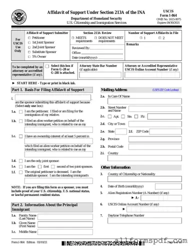 Fill Out Your USCIS I-864 Form