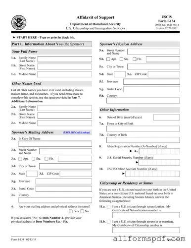 Fill Out Your USCIS I-134 Form