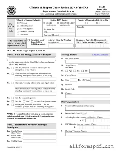 Fill Out Your USCIS I-864 Form