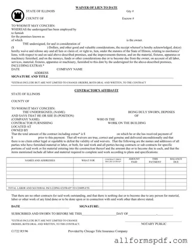 Fill Out Your Chicago Title Waiver Format Form