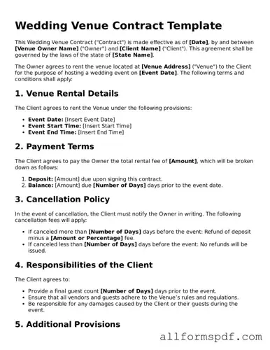Printable Wedding Venue Contract Form