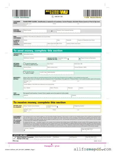 Fill Out Your Western Union Form