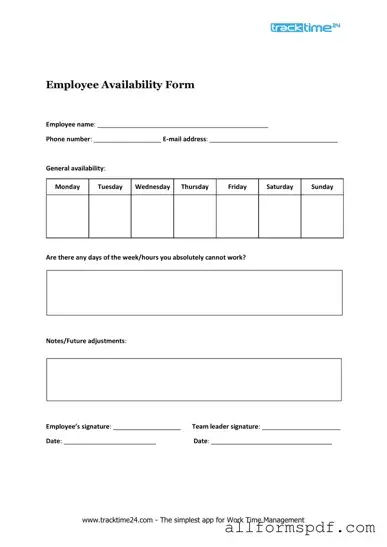 Fill Out Your Employee Availability Form