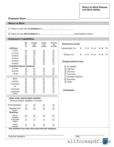 Fill Out Your Work Release Form