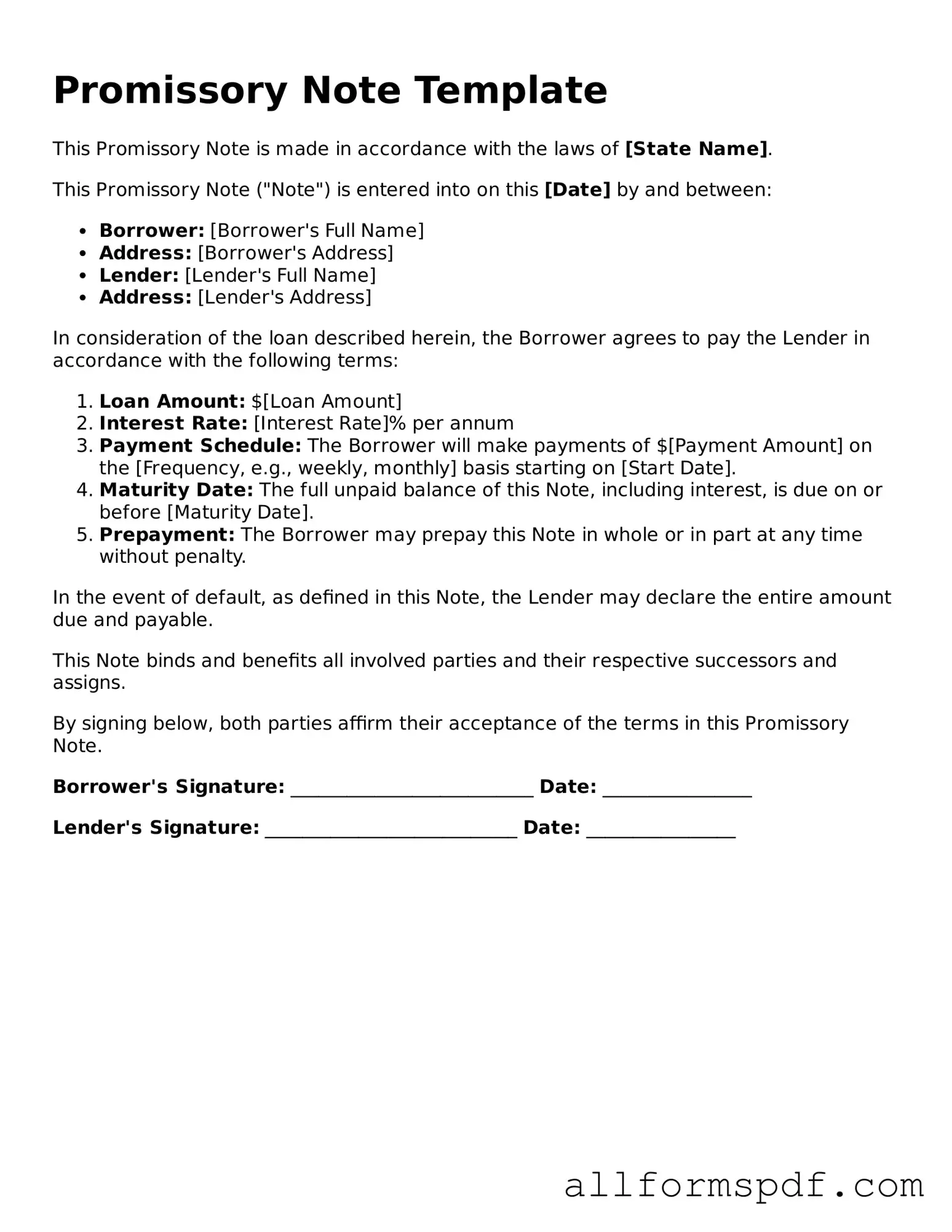 Printable Promissory Note Form